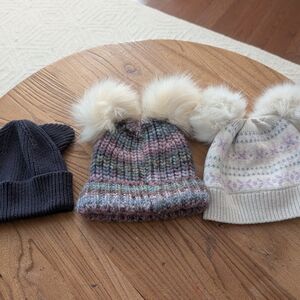 GAP Kids Knit Beanie Set with Pom-Poms